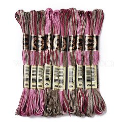 10 Skeins 6-Ply Polyester Embroidery Floss, Cross Stitch Threads, Segment Dyed, Pale Violet Red, 0.5mm, about 8.75 Yards(8m)/skein