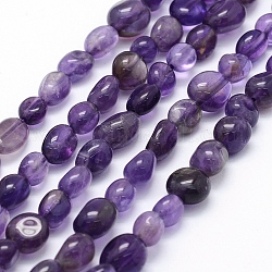 Chapelets de perles en améthyste naturelle, ovale, 5~12x6~9x4~7mm, Trou: 1mm, Environ 50~53 pcs/chapelet, 15.3 pouce ~ 15.7 pouces