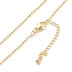 Collar de cadena de bolas de latón para mujer, sin plomo y cadmio, real 18k chapado en oro, 17.52 pulgada (44.5 cm)