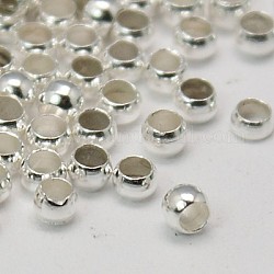 Perles à écraser rondelle en laiton sans cadmium et sans nickel et sans plomb, couleur argentée, 2.5mm, Trou: 1.2mm