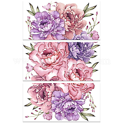 3 feuille d'autocollants décoratifs imperméables en pvc, 3 styles de fleurs, décalcomanies florales auto-adhésives pour la décoration de meubles, fleur, 300x150mm, 1 feuille/style