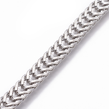 304 Stainless Steel Wheat Chains, Foxtail Chain, Soldered, Stainless Steel Color, 7x2.5mm