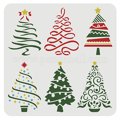 Wholesale FINGERINSPIRE Christmas Tree Stencils 30x30cm 6