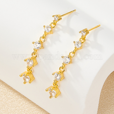 Orecchini a bottone in argento s925 con zirconi e design a nappa&nbsp;ML8666-4-1