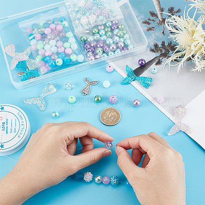 Kit de cuentas acrílicas para hacer pulseras, kit de cuentas de cristal de  imitación con piedras preciosas para hacer joyas, kit de abalorios para