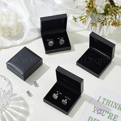 Boîtes cadeaux de rangement pour boutons de manchette en plastique&nbsp;CON-WH0115-07-1