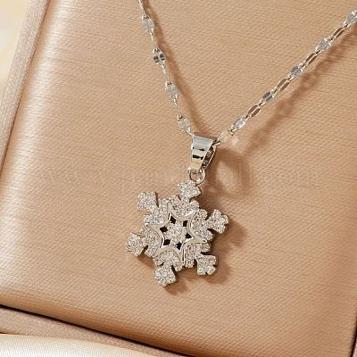 Colliers avec pendentif flocon de neige de Noël en laiton et