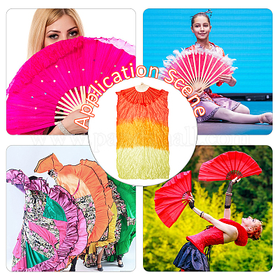 Ventaglio Lungo Per Danza Del Ventre 1,8 M - Fatto A Mano In Bambù E Finta Seta Colorata - Velo Per Danze Orientali - 5