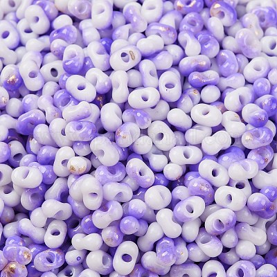 Perles de rocaille en verre peintes à cuisson bicolores&nbsp;SEED-C003-01G-1