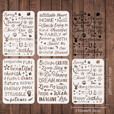 1Set Word Pattern Plastic Drawing Templates Inspirational Word