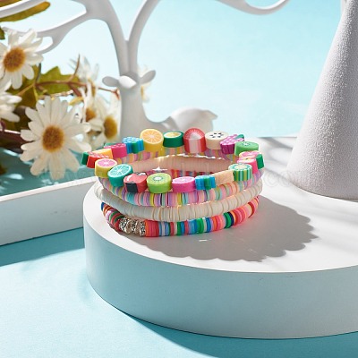 Heishi Braccialetti Elasticizzati Donna – Set Impilabile In Argilla Polimerica, Perline Oro E Cristallo, Stile Bohémien Per Spiaggia Ed Estate - 4