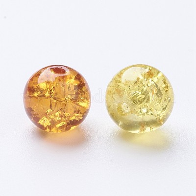 Peinture cuite perles de verre craquelées&nbsp;DGLA-X0006-8mm-08-1