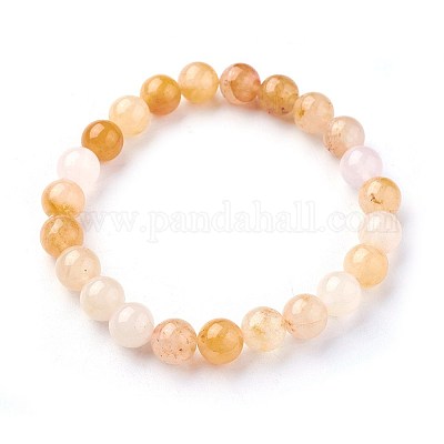 Bracelets extensibles de perles de jade topaze naturelle&nbsp;BJEW-F380-01-B07-1