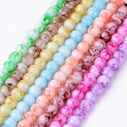 Spray Painted Glass Bead Strands GLAA-R139-4mm-M-1