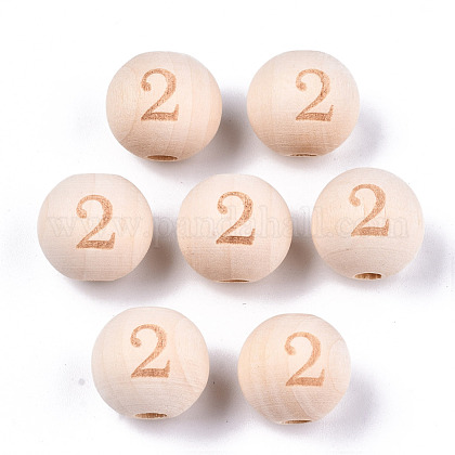 Unfinished Natural Wood European Beads WOOD-S045-141A-2-1