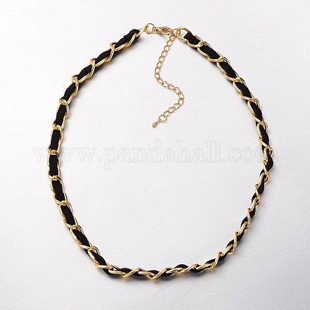 Golden Tone Aluminum Curb Chain Necklaces NJEW-J023-13-1