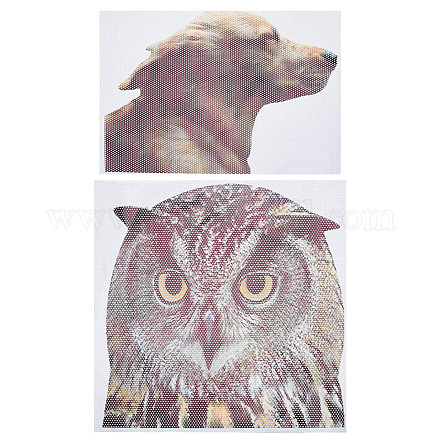 GORGECRAFT 2 Styles Waterproof Golden Retriever Car Window Stickers Owl Dog Water-Soluble Window Cling Perforated Self-Adhesive Plastic Animal Decals Car Decorations Wall Stickers STIC-GF0001-08-1