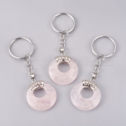 Porte-clés quartz rose naturel KEYC-P041-D16-1
