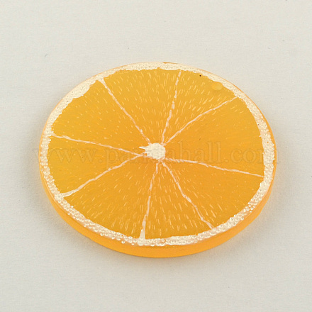 樹脂フルーツペンダント  レモン/フラットラウンド  オレンジ  48x3mm  穴：2mm X-RESI-R130-02-1