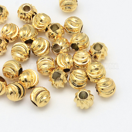 Brass Corrugated Beads KK-R015-16-1