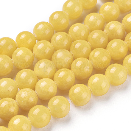 Chapelets de perles en jade jaune naturel G-F622-10-10mm-1