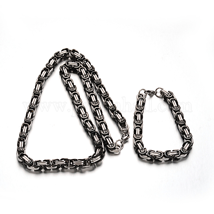 Conjuntos de joyas de collares y pulseras de 304 acero inoxidable SJEW-O070-63MA-1