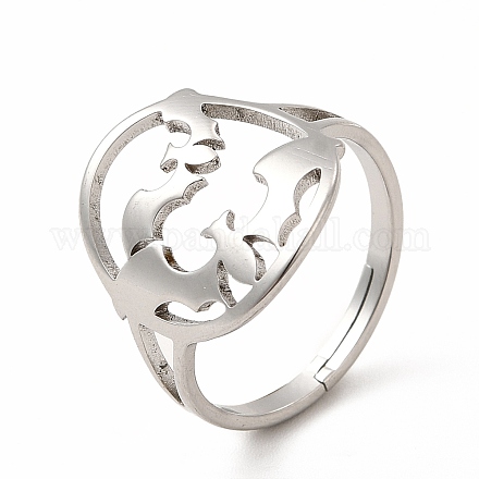 304 anello regolabile per pipistrello in acciaio inossidabile da donna RJEW-B027-04P-1