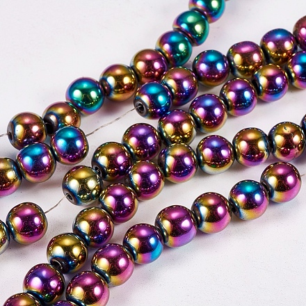 Electroplate Non-magnetic Synthetic Hematite Beads Strands G-J169A-8mm-05-1
