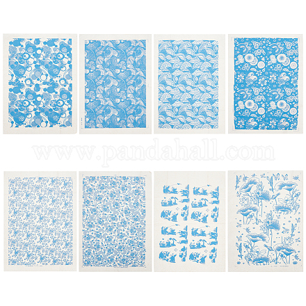Benecreat 8 feuilles 8 styles décalcomanies papier céramique DIY-BC0012-05A-1