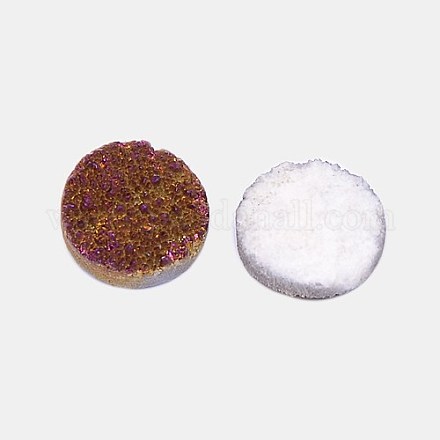 Electroplate Natural Druzy Crystal Cabochons G-L047-8mm-07-1