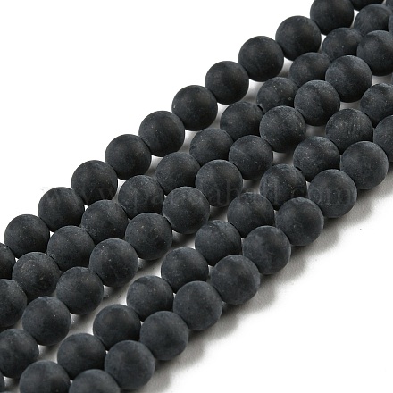Klasse ein natürlicher schwarzer Achat Perlen Stränge G447-2-1