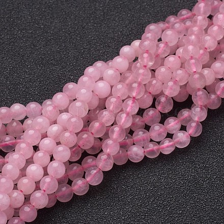Granos naturales de abalorios de cuarzo rosa X-GSR4mmC034-1