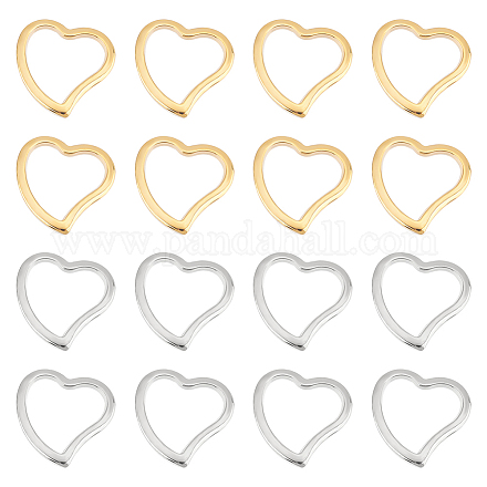 UNICRAFTALE 40Pcs 2 Colors 14.5mm Long 304 Stainless Steel Linking Rings Heart Ring Charm Linking Hollow Ring Links Metal Frames Connectors Pendant Links for Jewelry Making STAS-UN0041-27-1