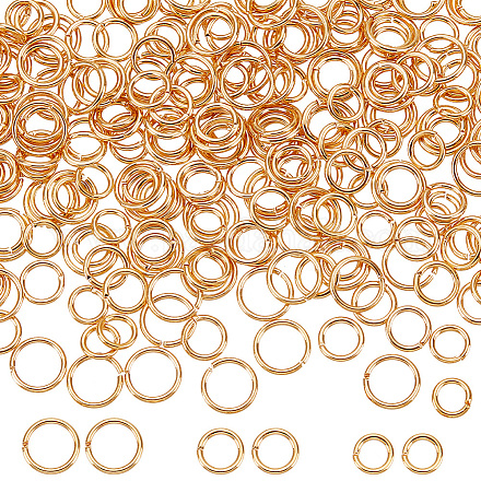 Beebeecraft 1 boîte de 300 anneaux ouverts de 3 tailles en laiton plaqué or 18 carats à boucle unique petits cadres circulaires porte-clés maillons connecteurs anneaux pour bracelet collier fabrication de bijoux KK-BBC0008-74-1
