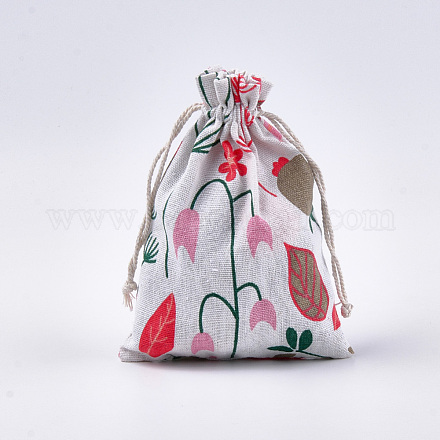 Polycotton(Polyester Cotton) Packing Pouches Drawstring Bags ABAG-T007-02B-1