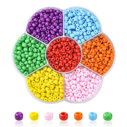 1050pcs 7 colores 6/0 colores opacos cuentas de semillas de vidrio SEED-CJ0001-19-1