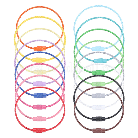Sunnyclue 32 Stück 16 Farben Backfarbe Edelstahl-Kabel-Draht-Schlüsselanhänger AJEW-SC0002-21-1