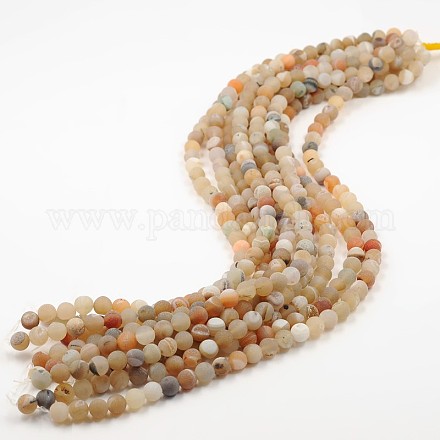 Dépoli rondes perles d'agate naturelle brins G-O038-04B-1
