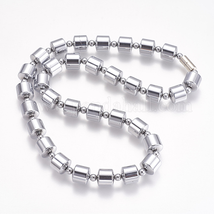 Colliers de perles en hématite synthétique sans magnétiques NJEW-K097-01A-1