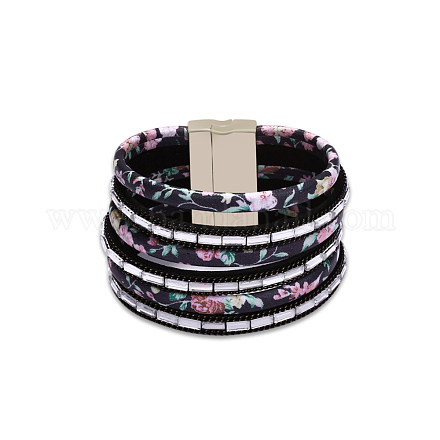 Fashion Zinc Alloy Leather Cord Multi-strand Bracelets BJEW-BB26682-1-1