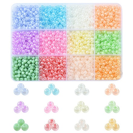 144G 12 Colors 6/0 Imitation Jade Glass Seed Beads SEED-YW0002-29-1