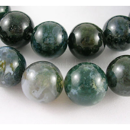 Chapelets de perles en agate mousse naturelle X-GSR14mmC001-1