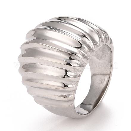 304 Stainless Steel Textured Chunky Ring for Men Women RJEW-B040-17P-1
