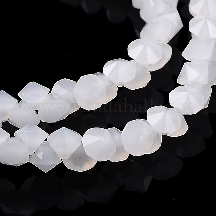 Forme de diamant chapelets de perles de jade imitation de verre EGLA-J059-J01-1