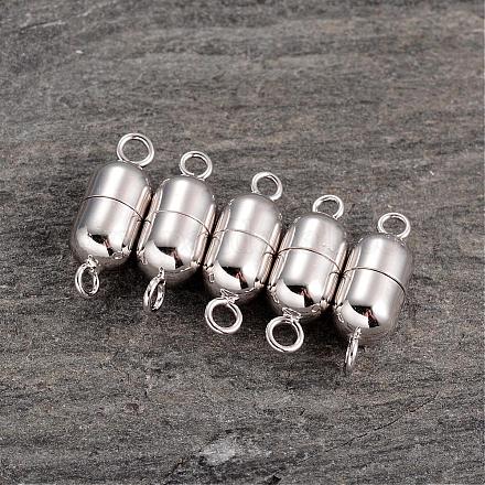 Platinum Plated Sterling Silver Column Magnetic Clasps STER-K014-H762-6x12-P-1