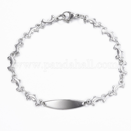 304 Stainless Steel ID Bracelets BJEW-H520-10P-1
