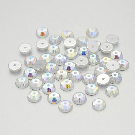Back Plated Faceted Half Round Taiwan Acrylic Rhinestone Beads ACRT-M08-4-07-1