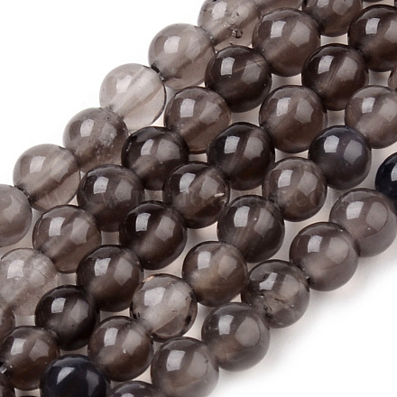 Chapelets de perles d'obsidienne de glace naturelle G-Q462-69-4mm-1