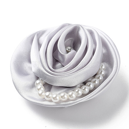 Tela de flores con broche de perlas de plástico. JEWB-K013-01P-06-1