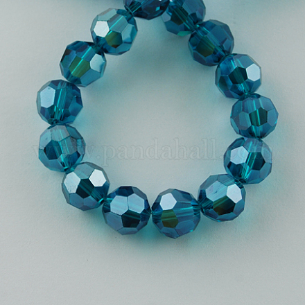 Faceted(32 Facets) Electroplate Glass Bead Strands X-EGLA-R015-6mm-21-1